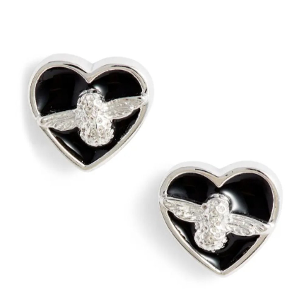 Olivia Burton Love Bee stud earrings NWT black silver